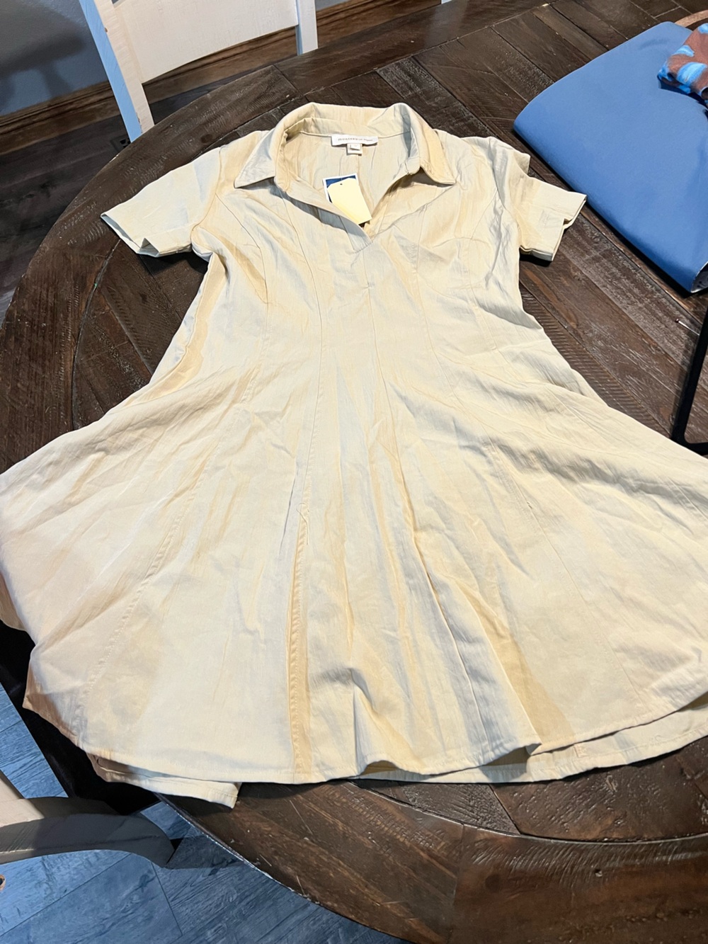 Monteau Light Beige Short Sleeve A-Line Dress